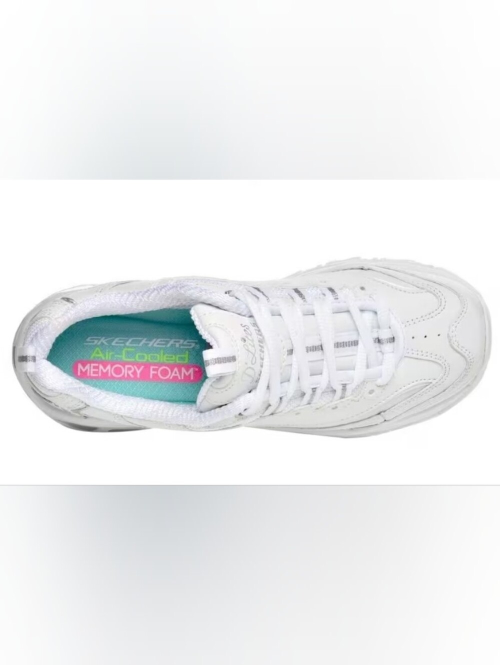Skechers D'Lites Fresh Starts Women's All-White Sporty Chunky Sneaker, Wide Fit. - Picture 4 of 4
